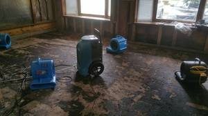 Air Movers and Dehumidifiers In Living Room Restoration